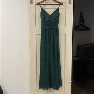 Vera Wang Forest Green V-Neck Dress